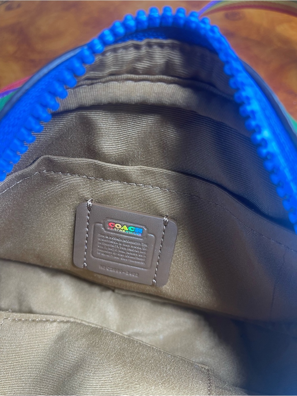 Coach Colorblock Crossbody with Blue Zipper and Rainbow Logo - Picture 5 of 10